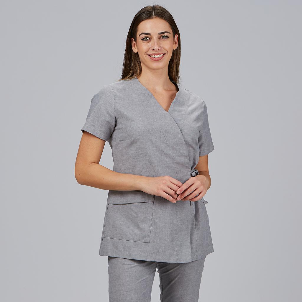 GARY'S Camila blouse médicale femme gris perle col V oxford