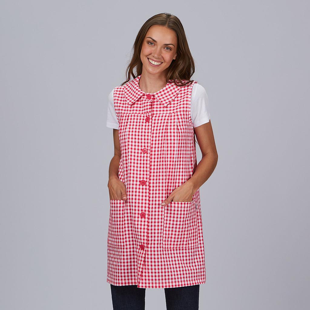 GARY'S blouse tablier vichy céleste sans manches M