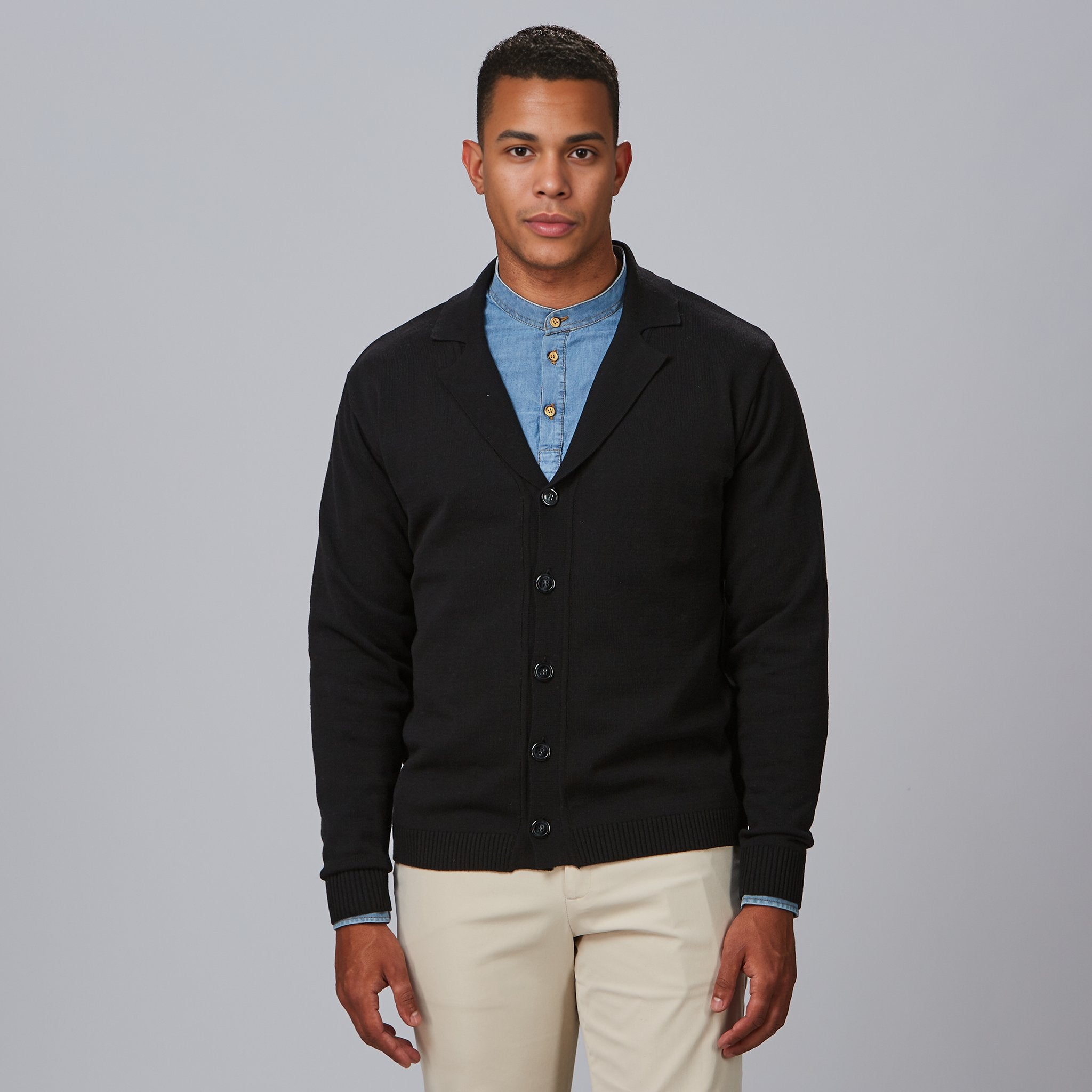 GARY'S Cardigan gilet homme boutonné col revers recyclé