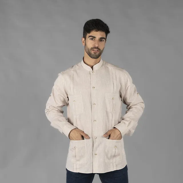 Gary's Borneo chemise guayabera homme lin blanche S