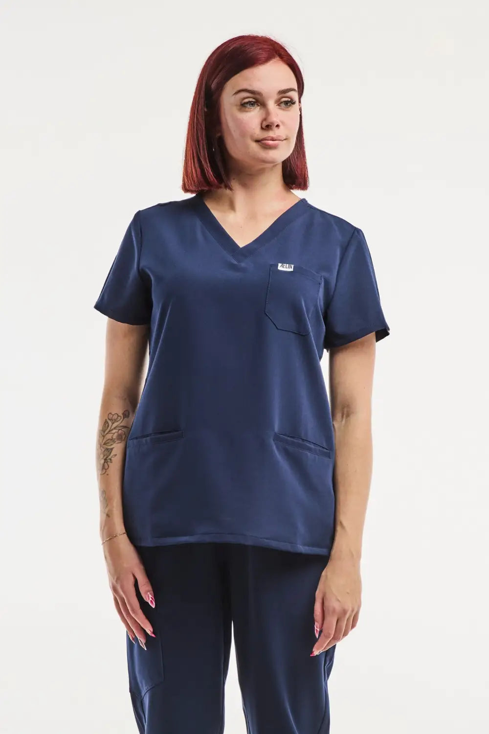 Aelin Paris tunique médicale femme bleu marine stretch