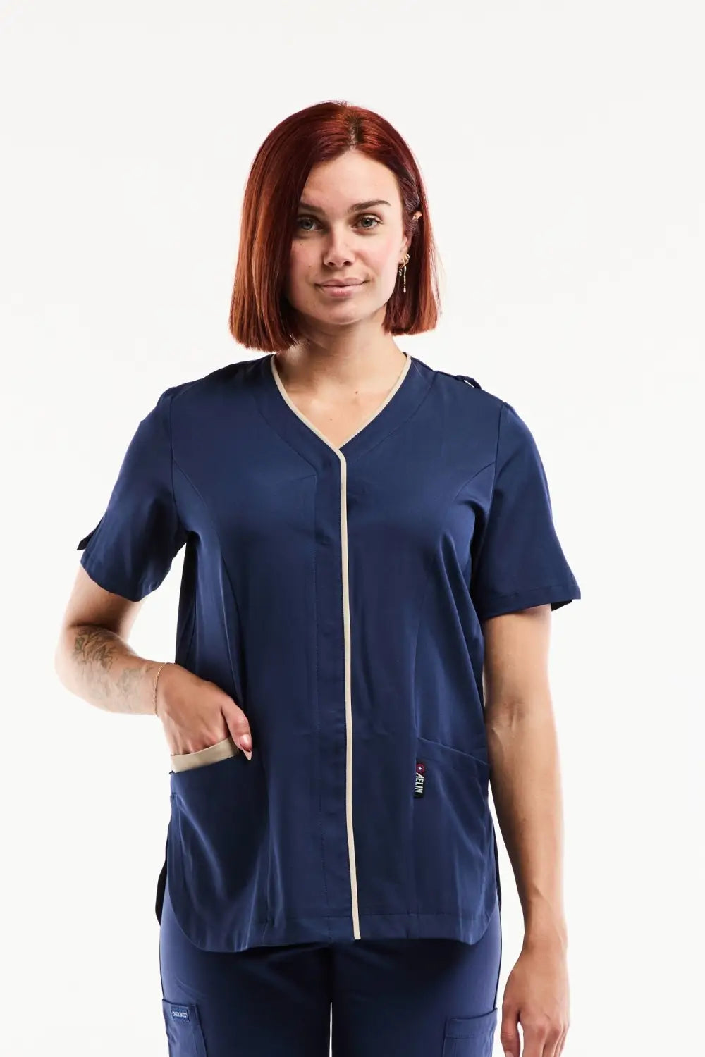 Aelin Serena Blouse Médicale Femme Bleu Marine Stretch