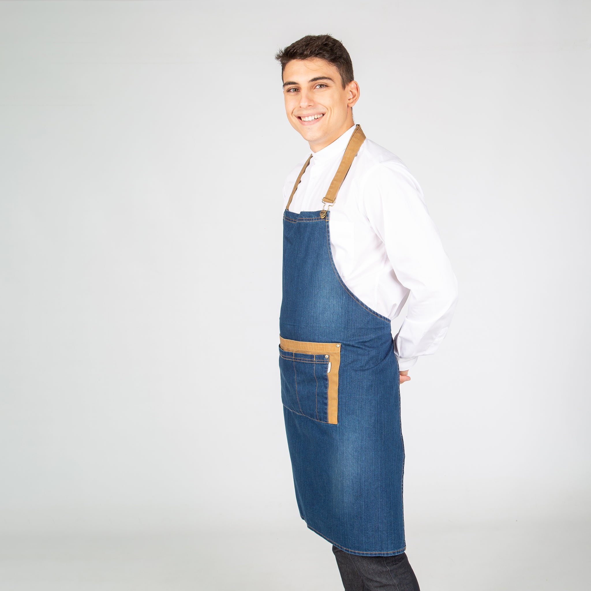 Gary's tablier bavette denim indigo albero 85x80