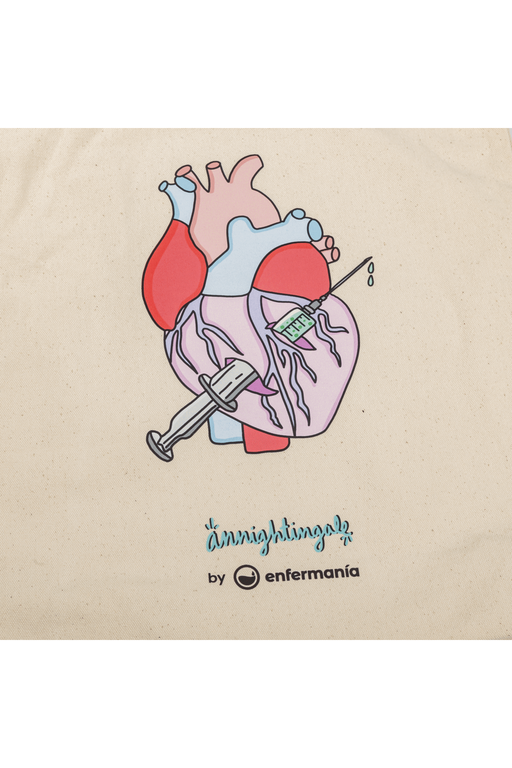 Enfermania Rebelheart tote bag coton bio beige 36x40 cm