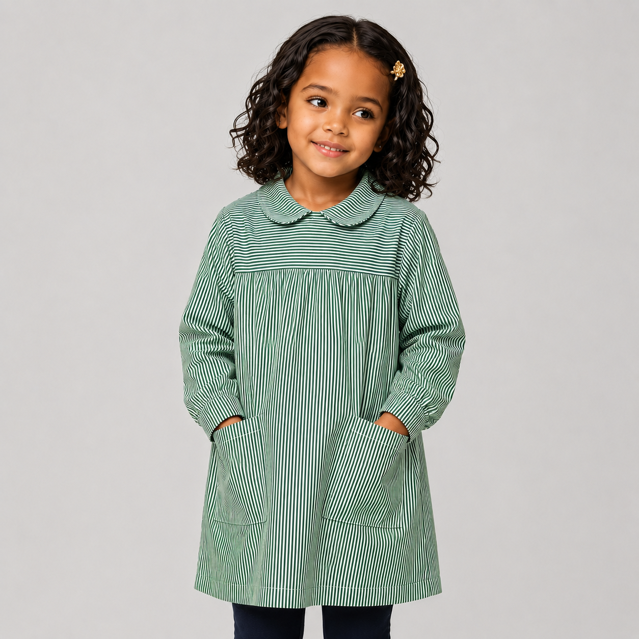 GARY'S Colegial blouse enfant vichy bleue col rond
