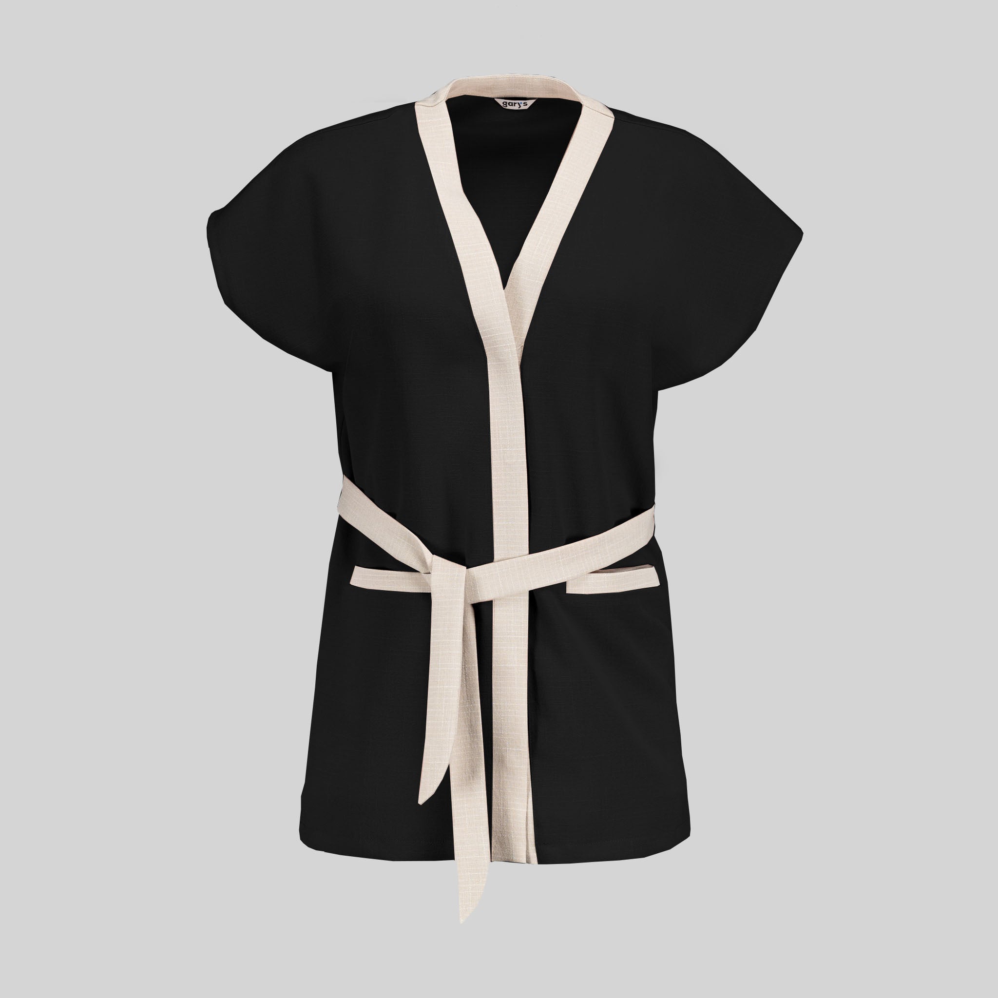 Gary's Loto blouse femme noire col V effet lin