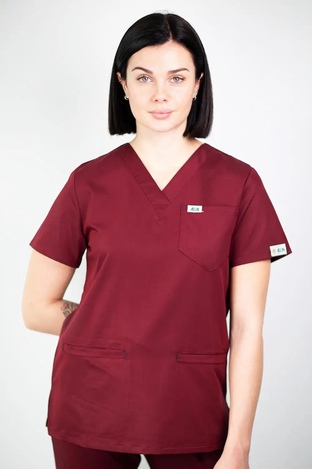Aelin Slimfit New tenue médicale bordeaux 6 poches