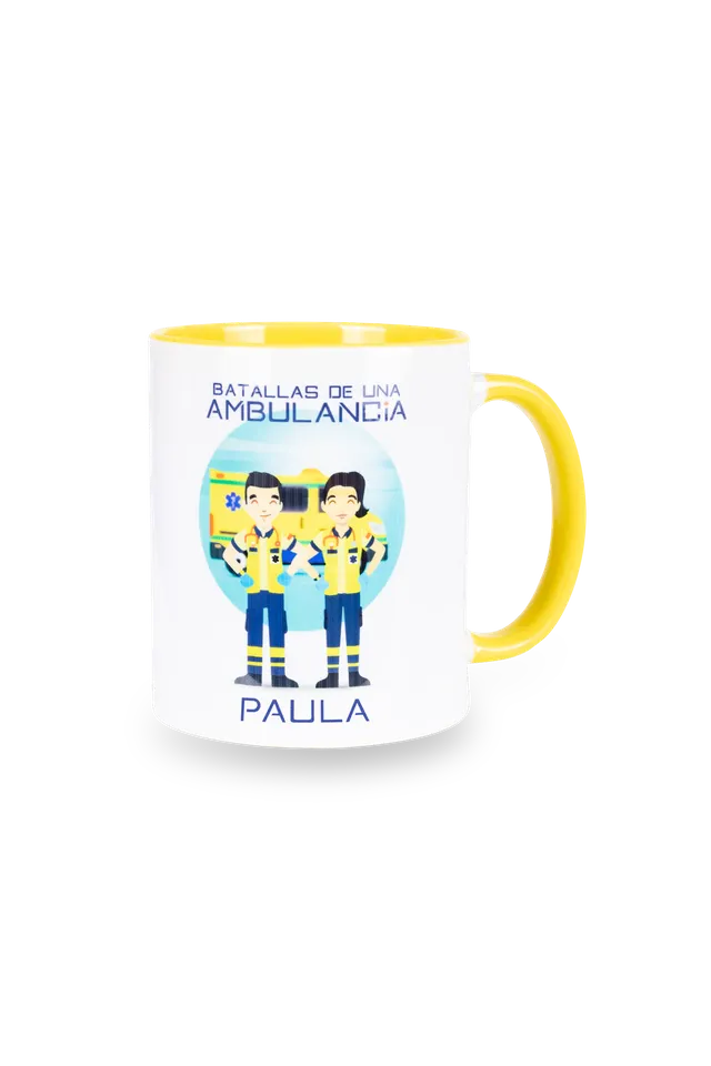 Enfermania Batallas Ambulancia mug céramique jaune 350 ml