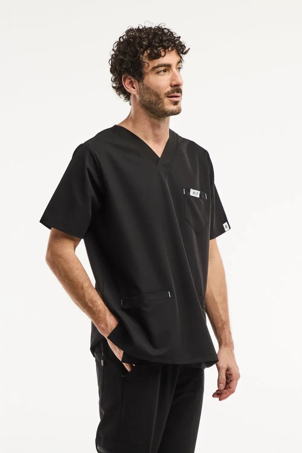 Aelin Slimfit New blouse médicale homme noire stretch
