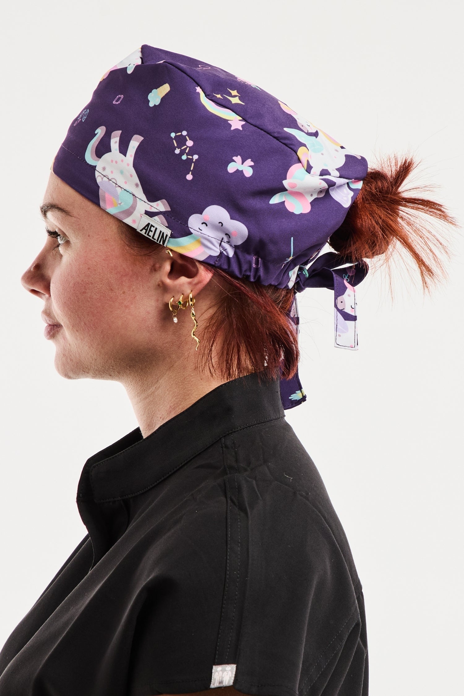Aelin Paris Magiques calot médical violet extensible