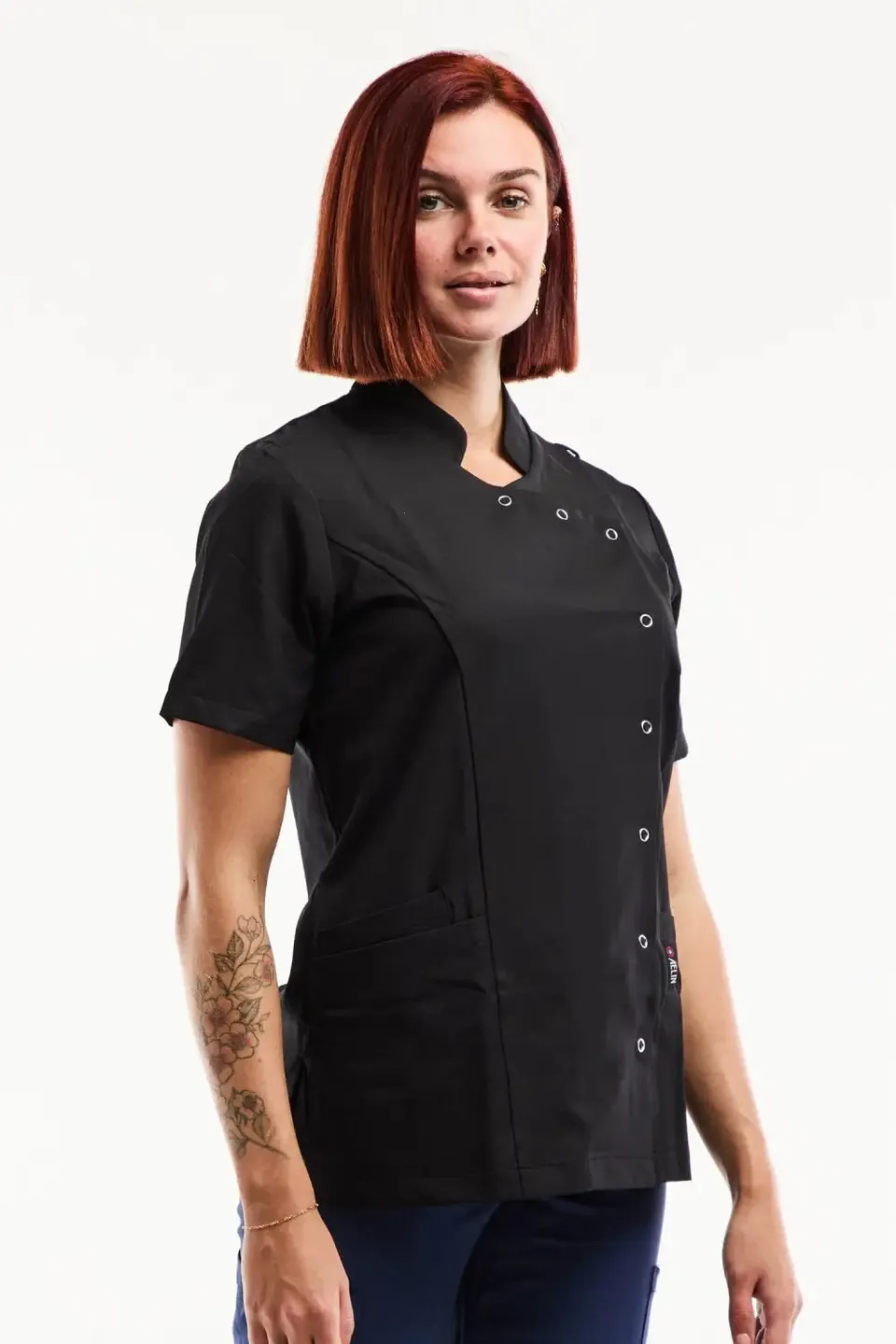 Aelin Aurelia blouse médicale femme noire stretch poches