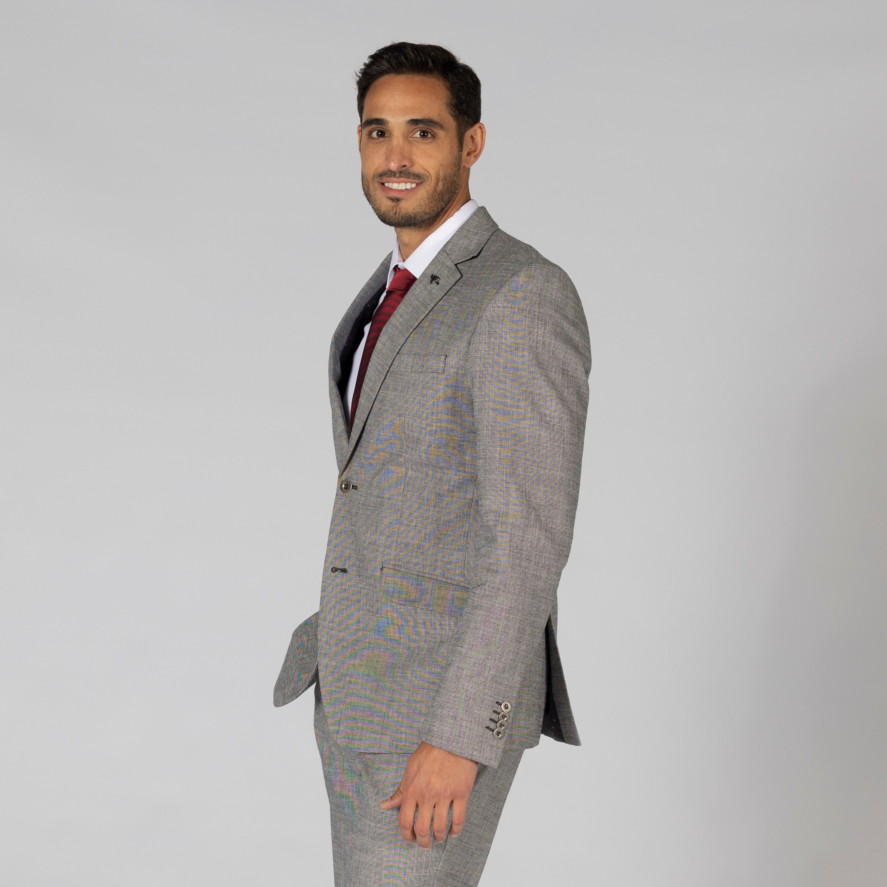 GARY'S Blazer homme gris cheviot slim 2 boutons 50