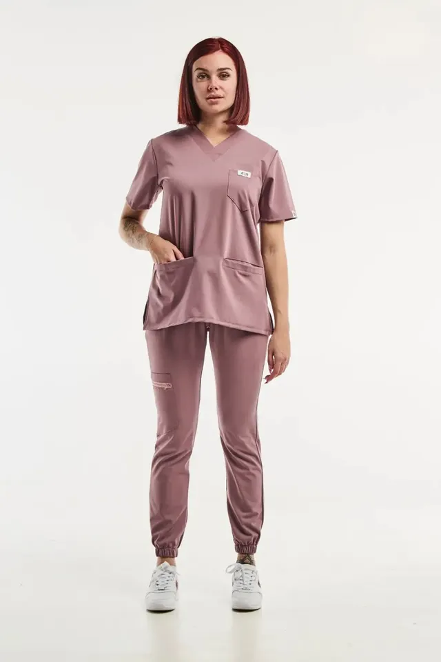 Aelin Slimfit NEW Tenue Médicale Rose Stretch 2 Pièces