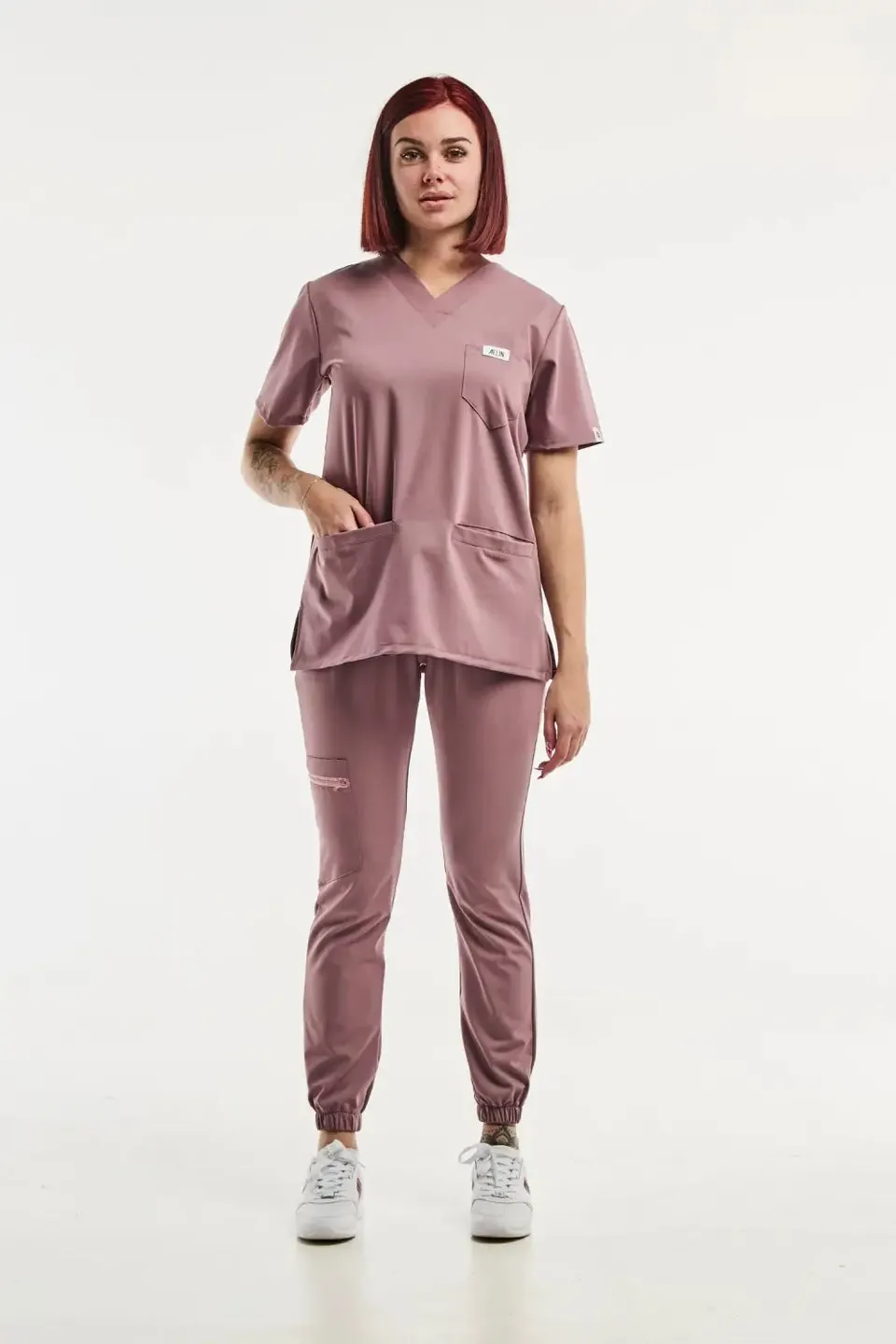 Aelin Slimfit NEW Tenue Médicale Rose Stretch 2 Pièces