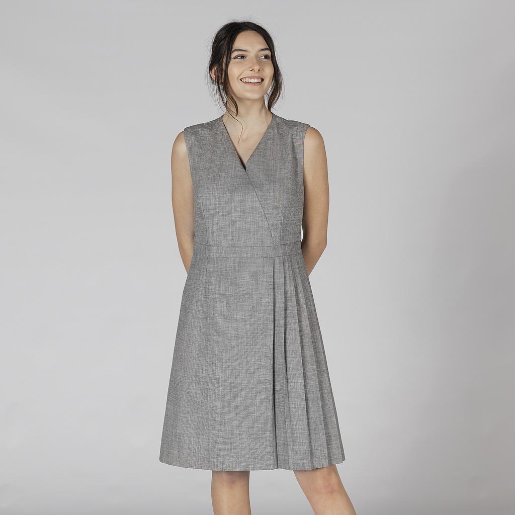 Gary's Dresses robe tablier cheviot gris sans manches
