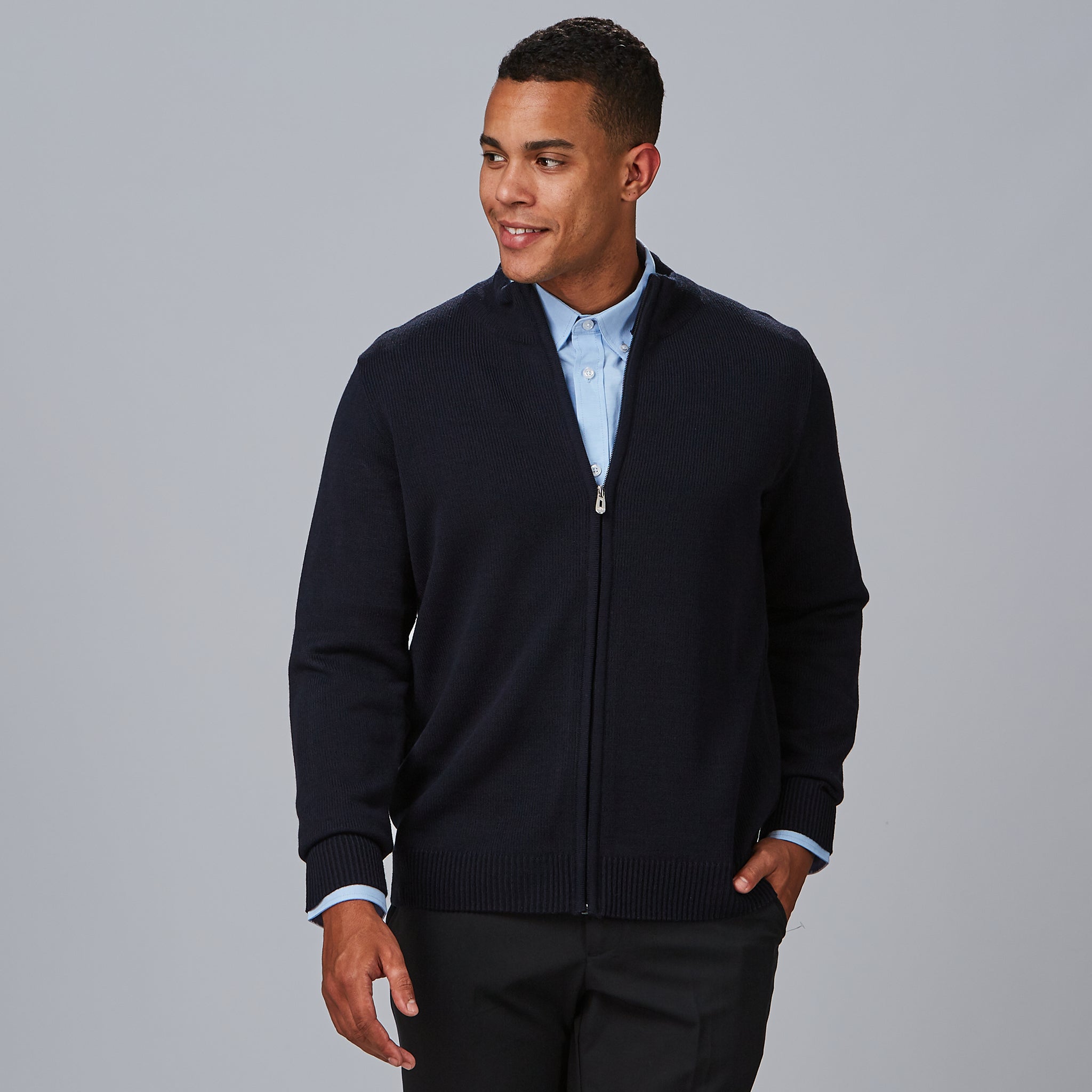 GARY'S Cardigan homme zip noir grosse maille