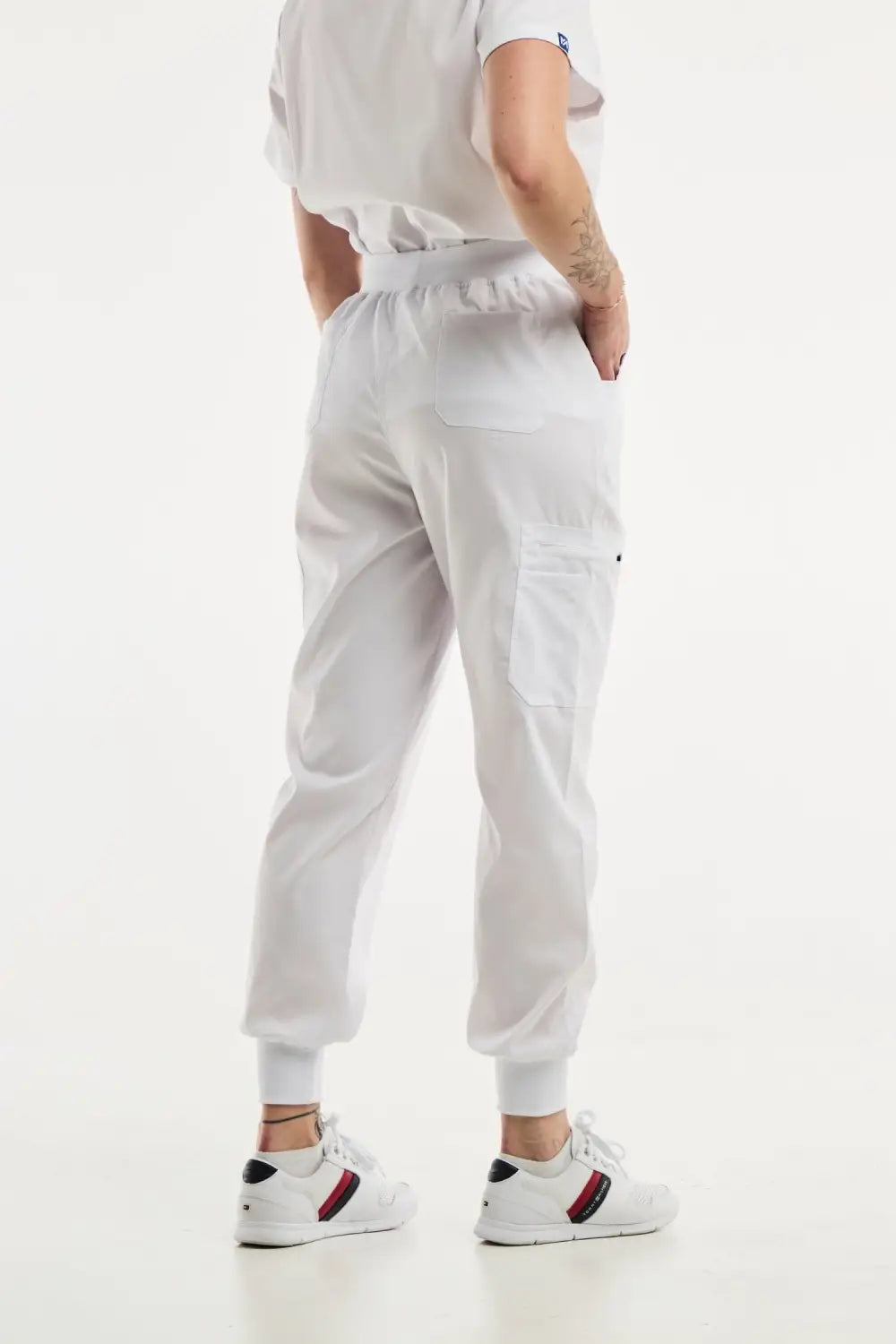 Aelin EMMA jogger pantalon médical femme blanc stretch