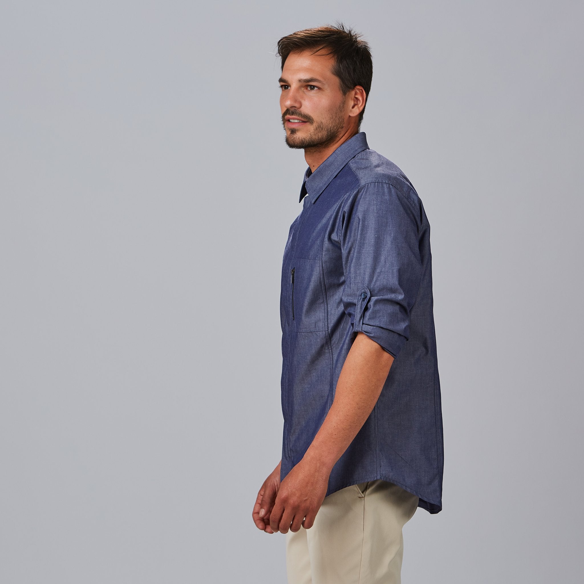 Gary's Fabio Zip chemise homme slim marine coton