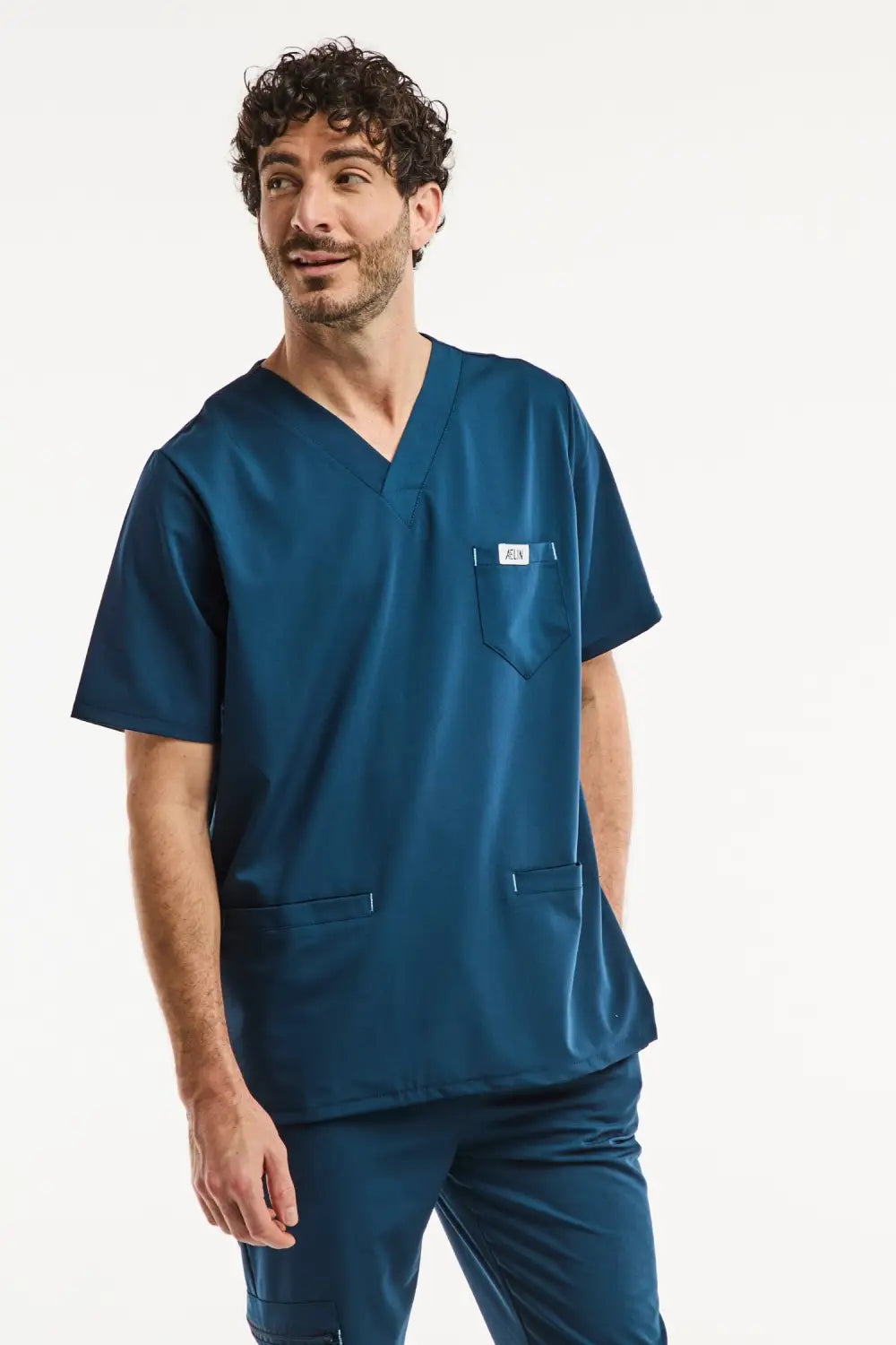 Aelin Slimfit tunique médicale homme bleu turquoise