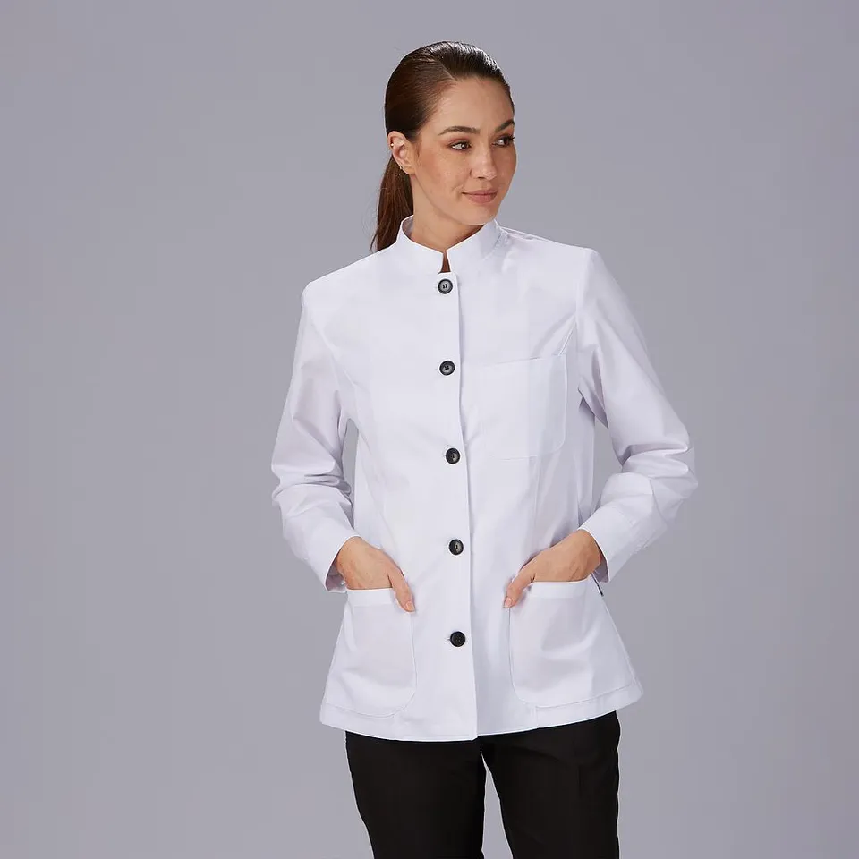 Gary's Blouses col mao chemisier serveuse blanc manches longues