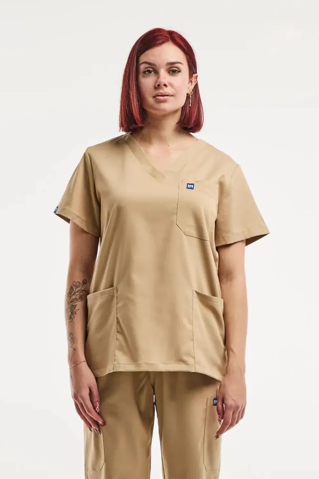 Aelin EMMA tunique médicale femme beige clair 3 poches