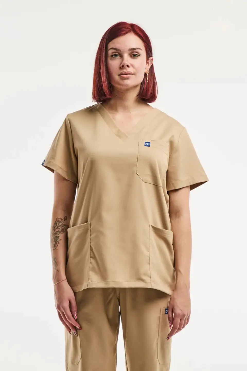 Aelin EMMA tunique médicale femme beige clair 3 poches