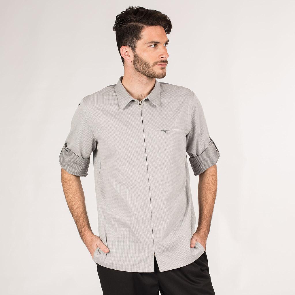 Gary's Chef veste cuisine homme Leto grise œil-perdrix