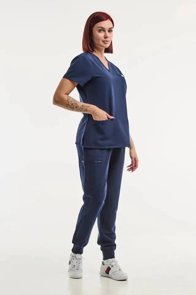 Aelin Paris Tenue Médicale Femme Bleu Marine Stretch