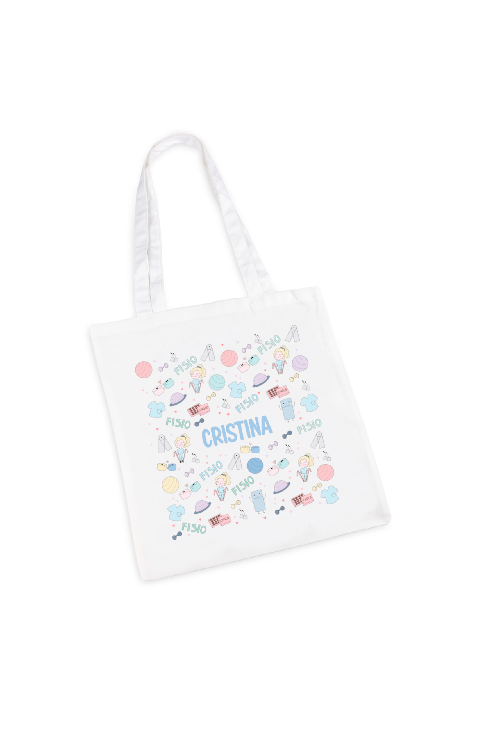 Enfermania Fisio Pastel tote bag blanc coton personnalisable