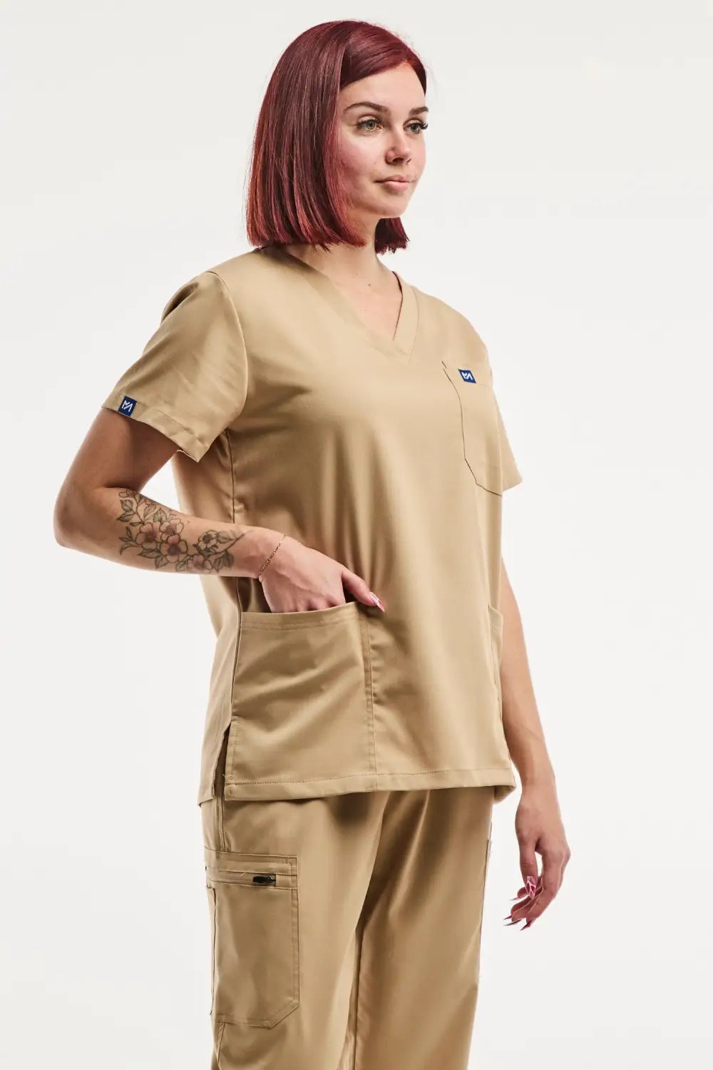 Aelin EMMA tunique médicale femme beige clair 3 poches