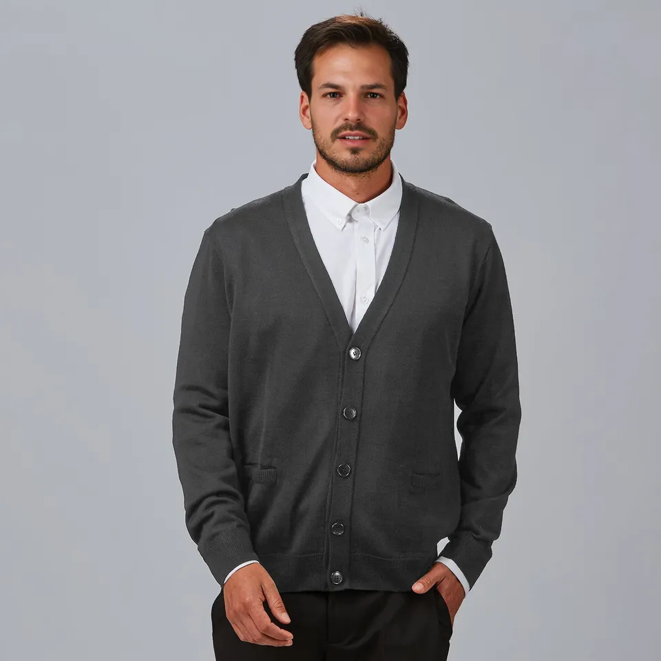 Gary's Knit gilet cardigan homme noir col V taille M