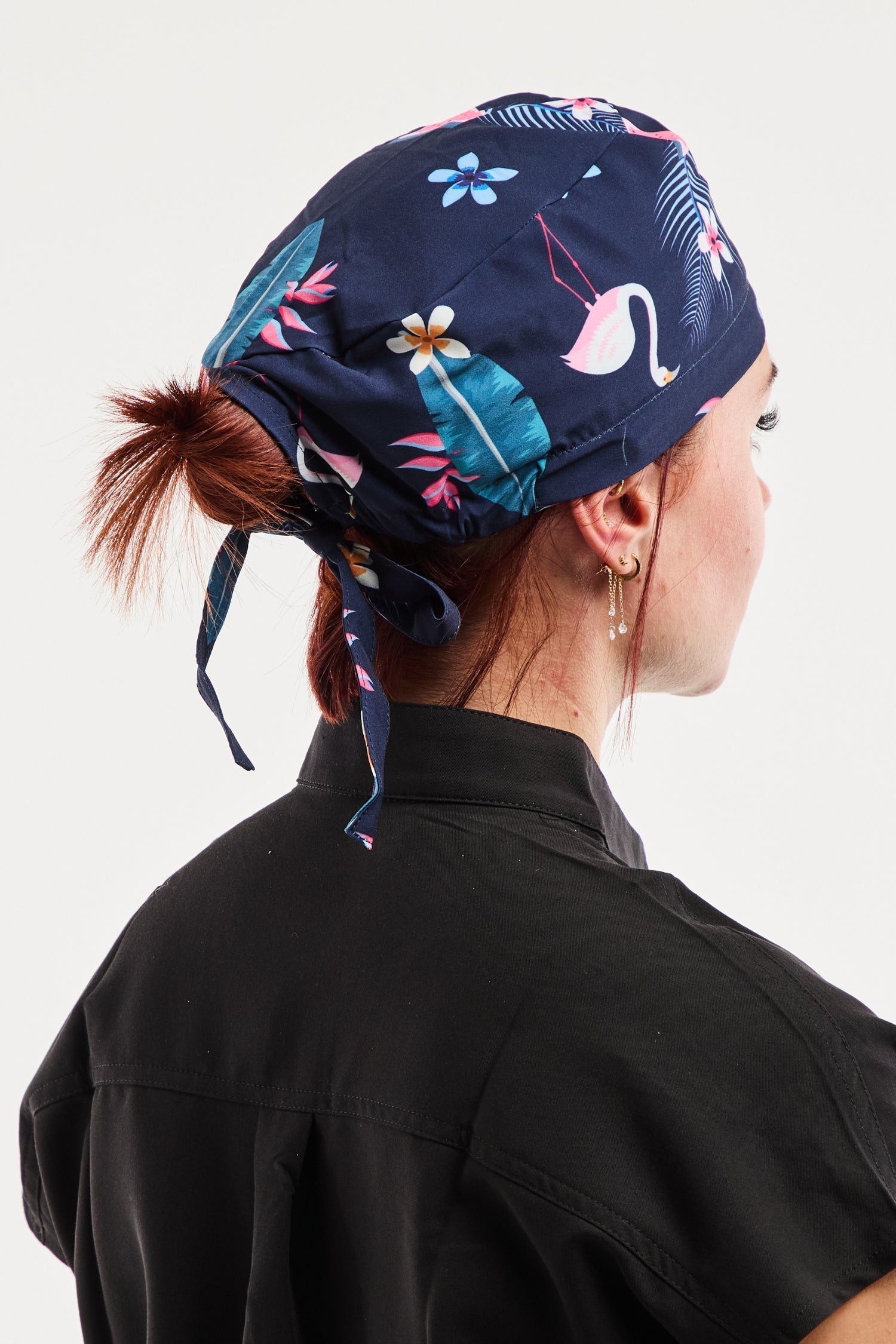 Aelin Paris calot médical flamants roses marine extensible