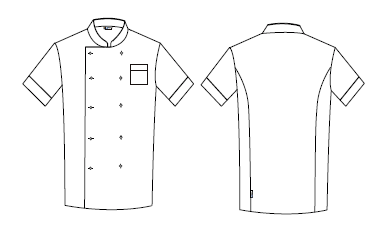 Gary's Veste Cuisine Unisexe Manches Courtes Noire
