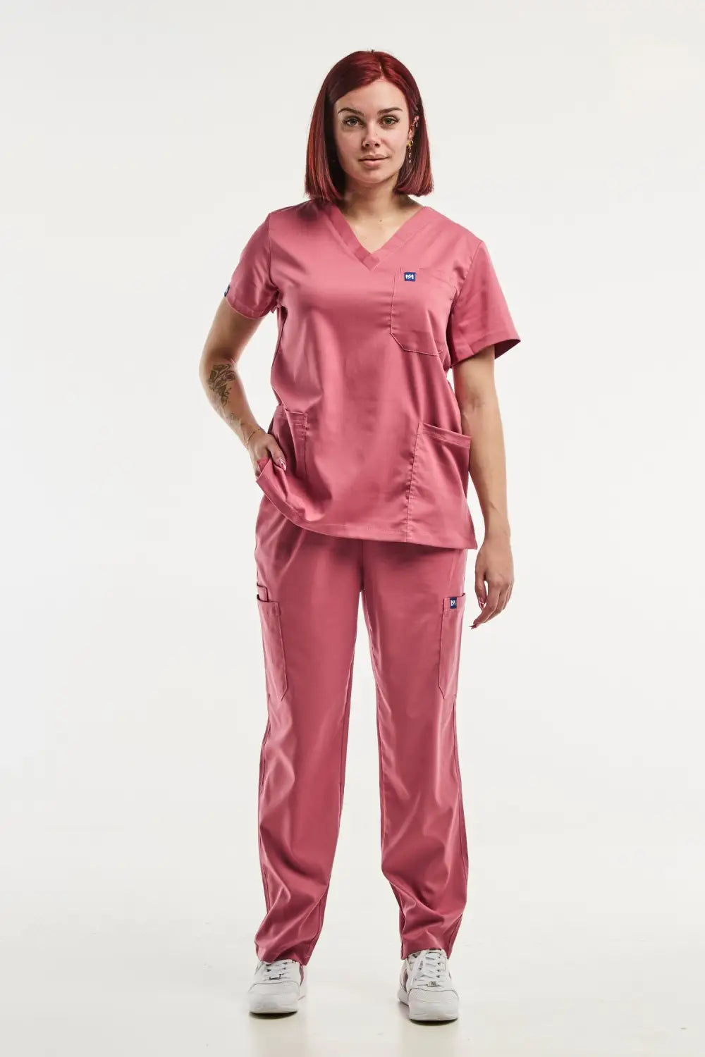 Aelin EMMA tenue médicale femme rose col V stretch
