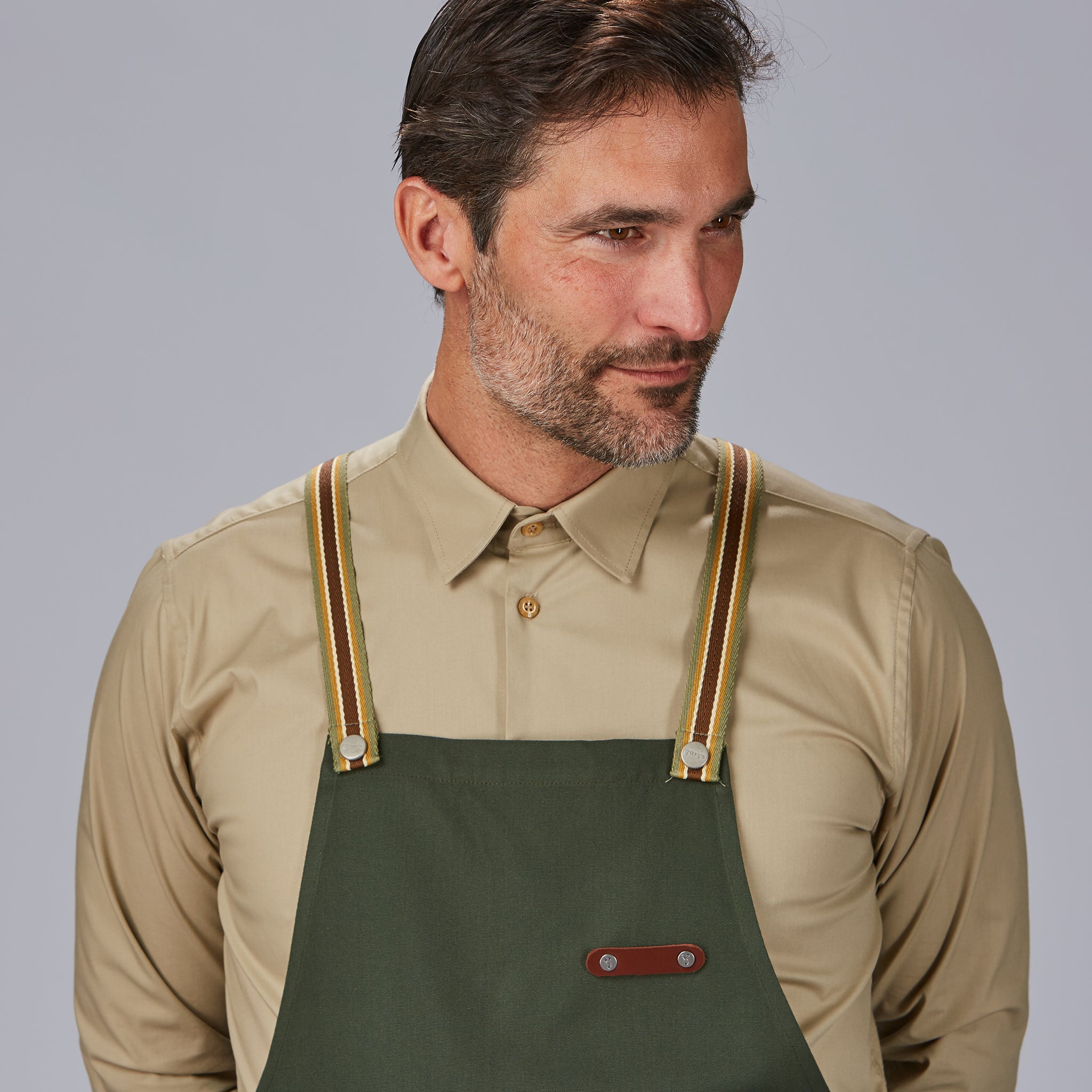 GARY'S tablier bavette bicolore marine 86x74 cm