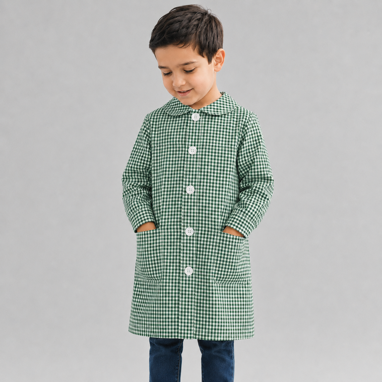Gary's Children Peter Pan tablier école vichy vert