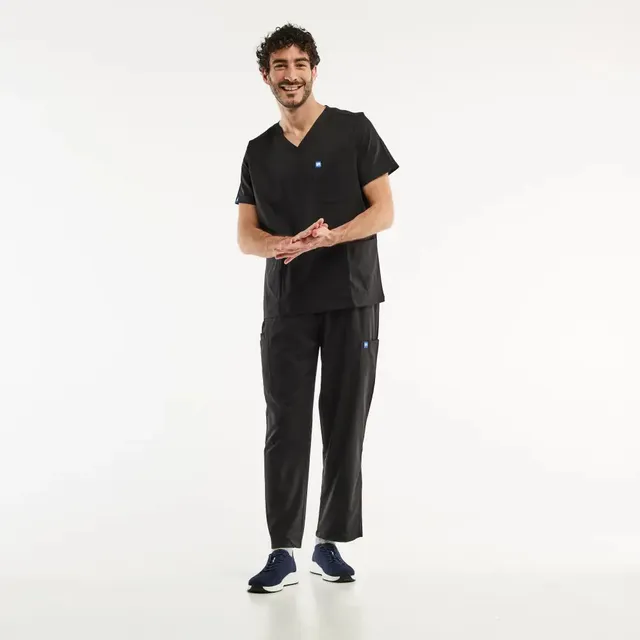 Aelin LUCA tenue médicale homme noir col V stretch