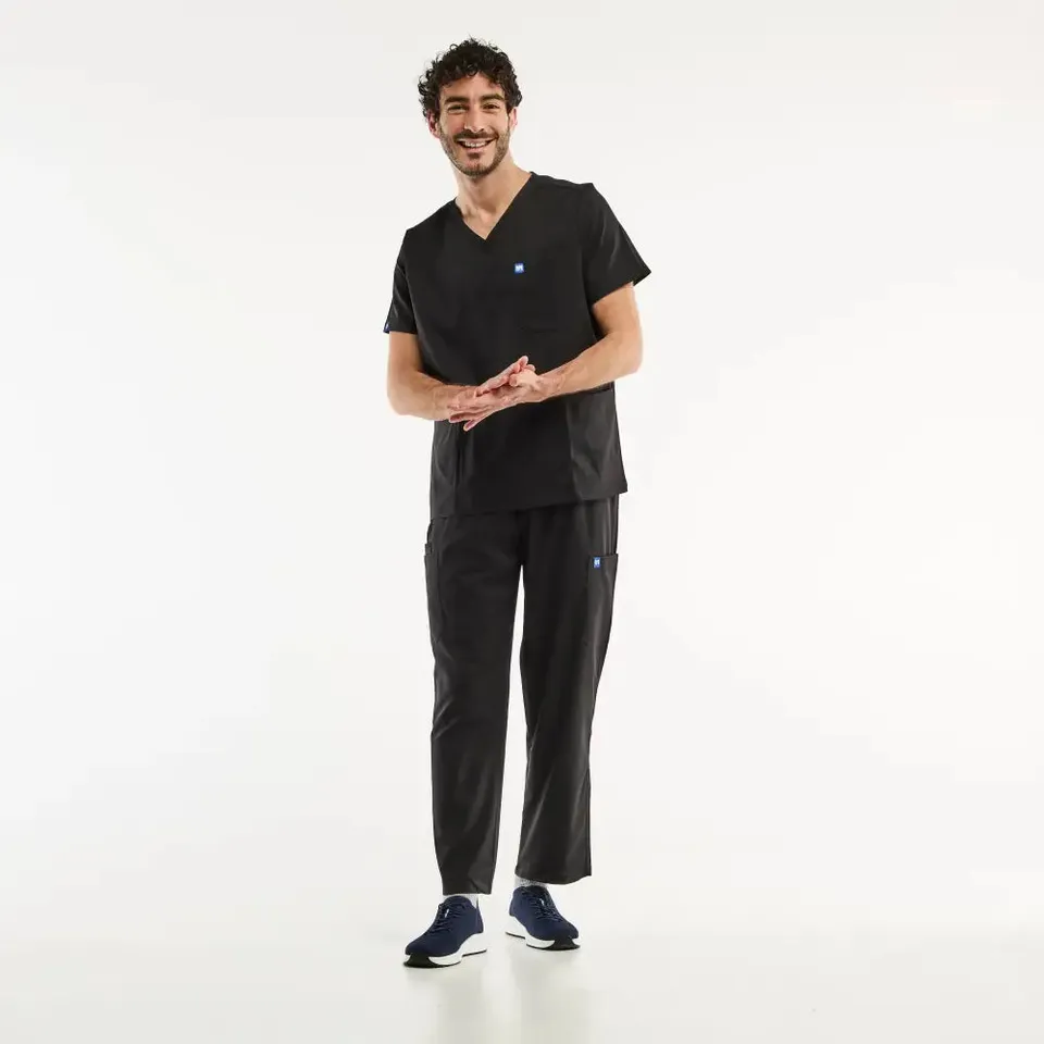 Aelin LUCA tenue médicale homme noir col V stretch
