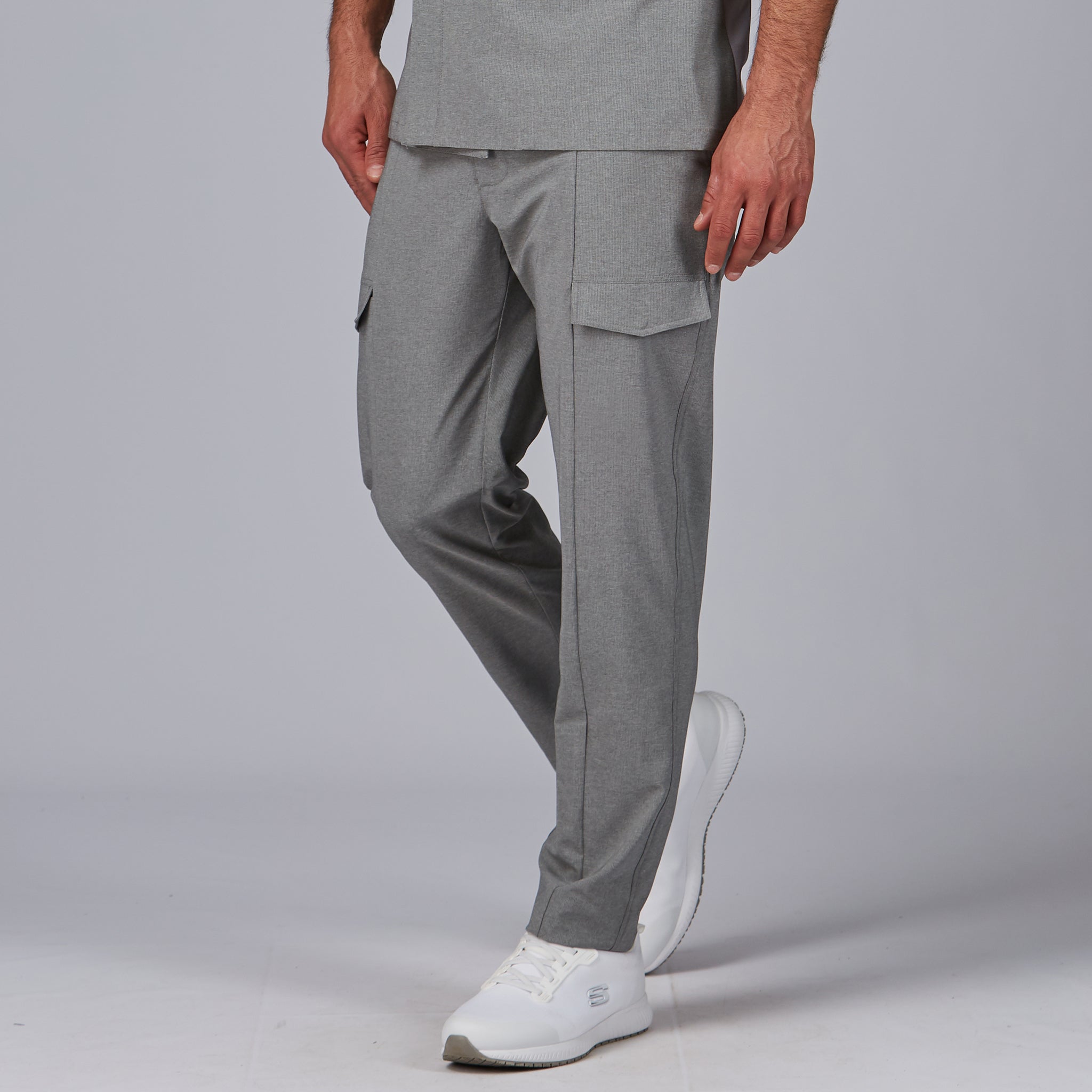 GARY'S pantalon unisexe gris perle poches stretch élastique