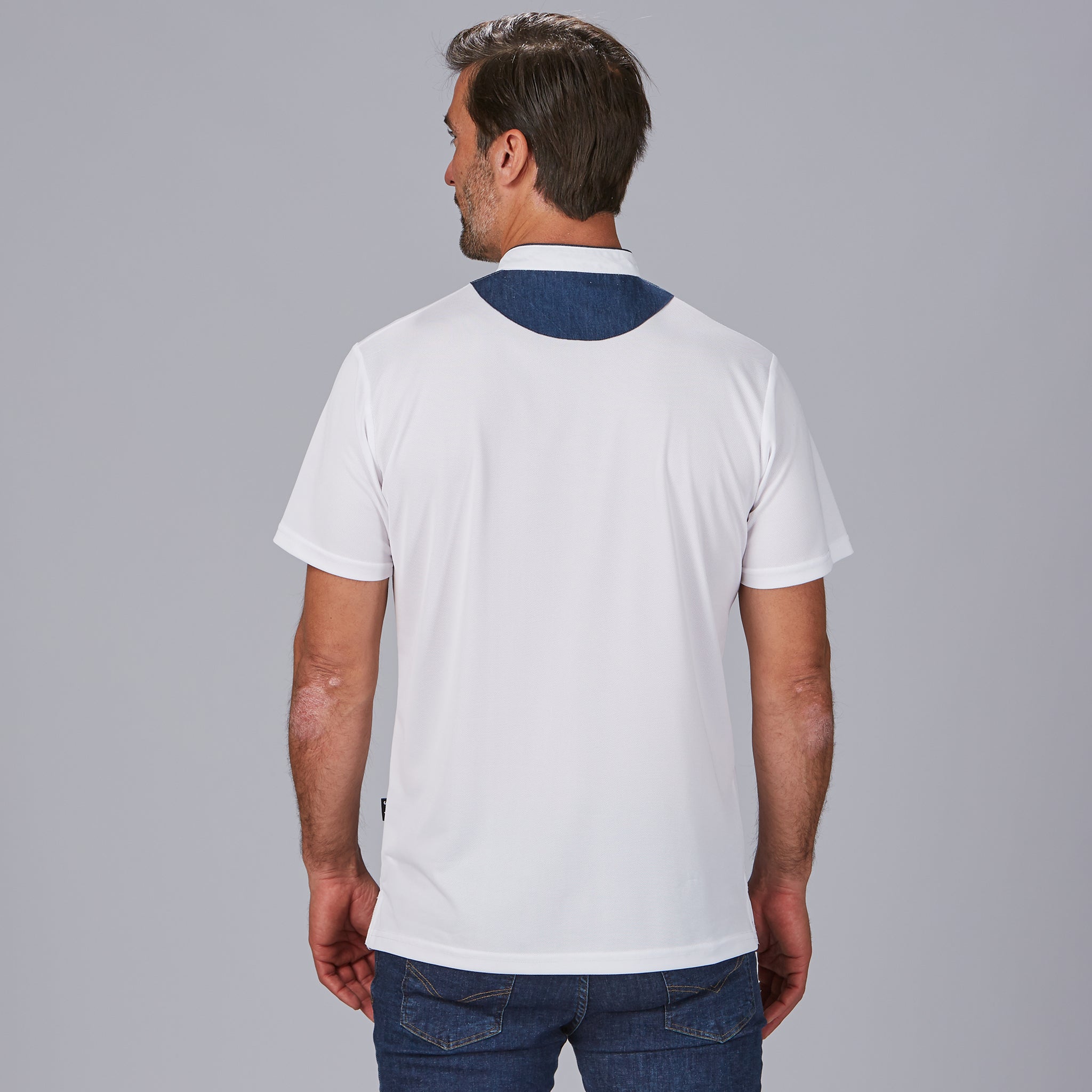 GARY'S Polo Shirts Grandad Collar Unwashed Denim polo noir L