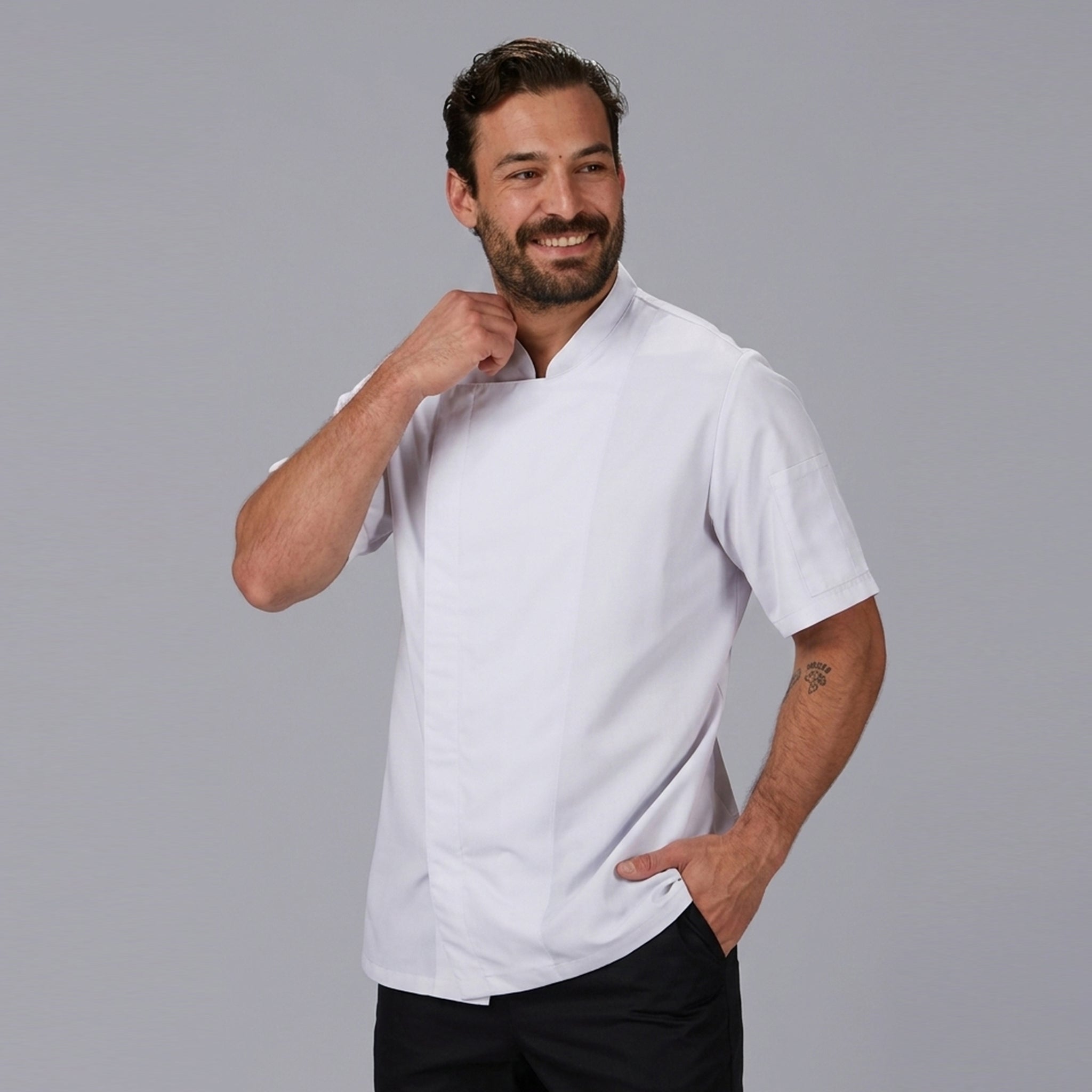 Gary's veste cuisine Rivera homme blanche manches courtes