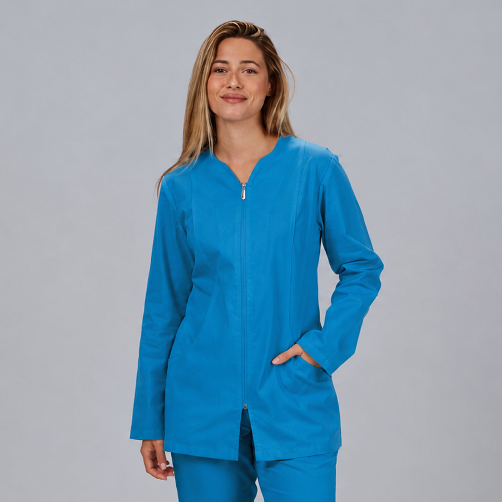Gary's Sicilia Zip blouse médicale blanche manches longues