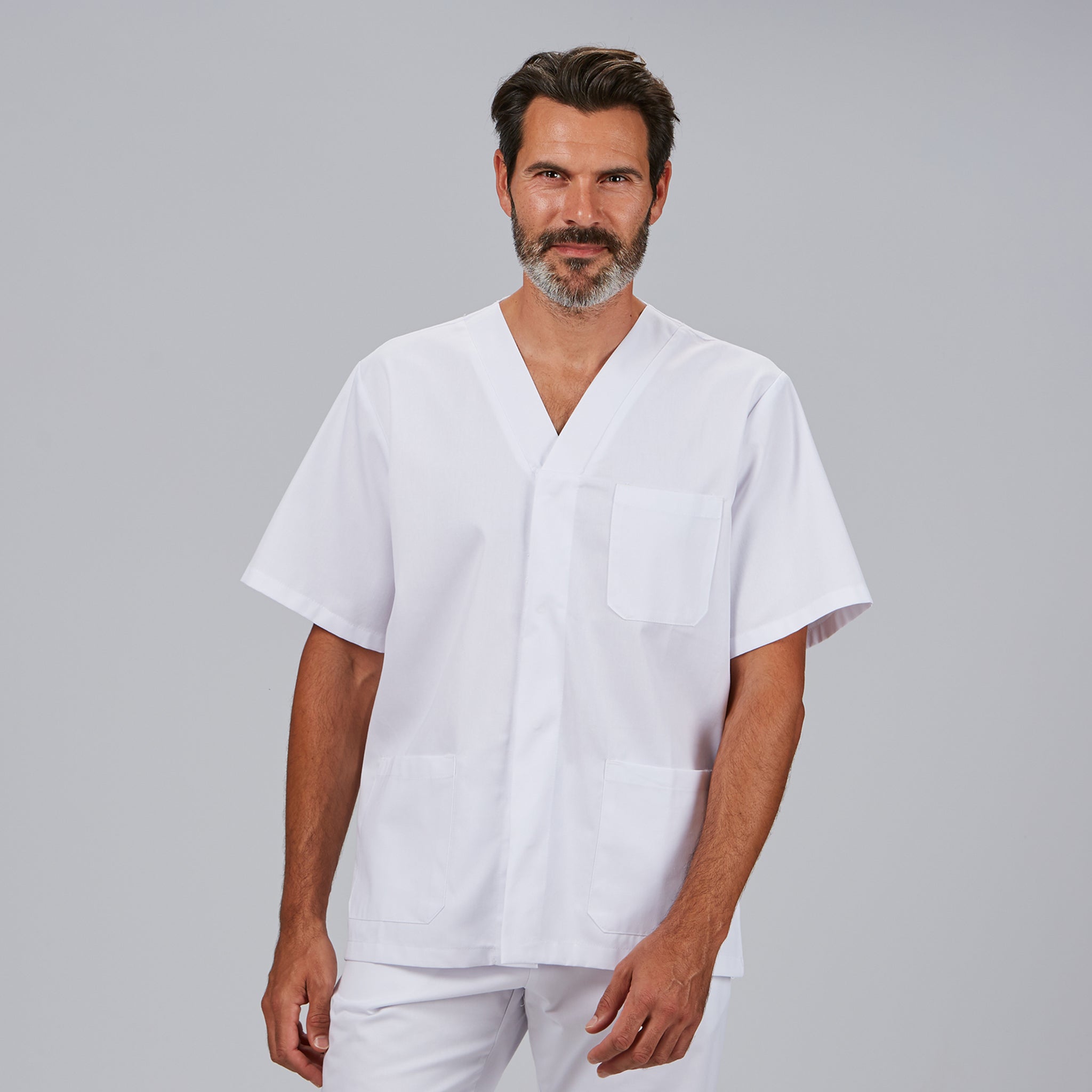 Gary's blouse médicale homme blanche pressions manches courtes