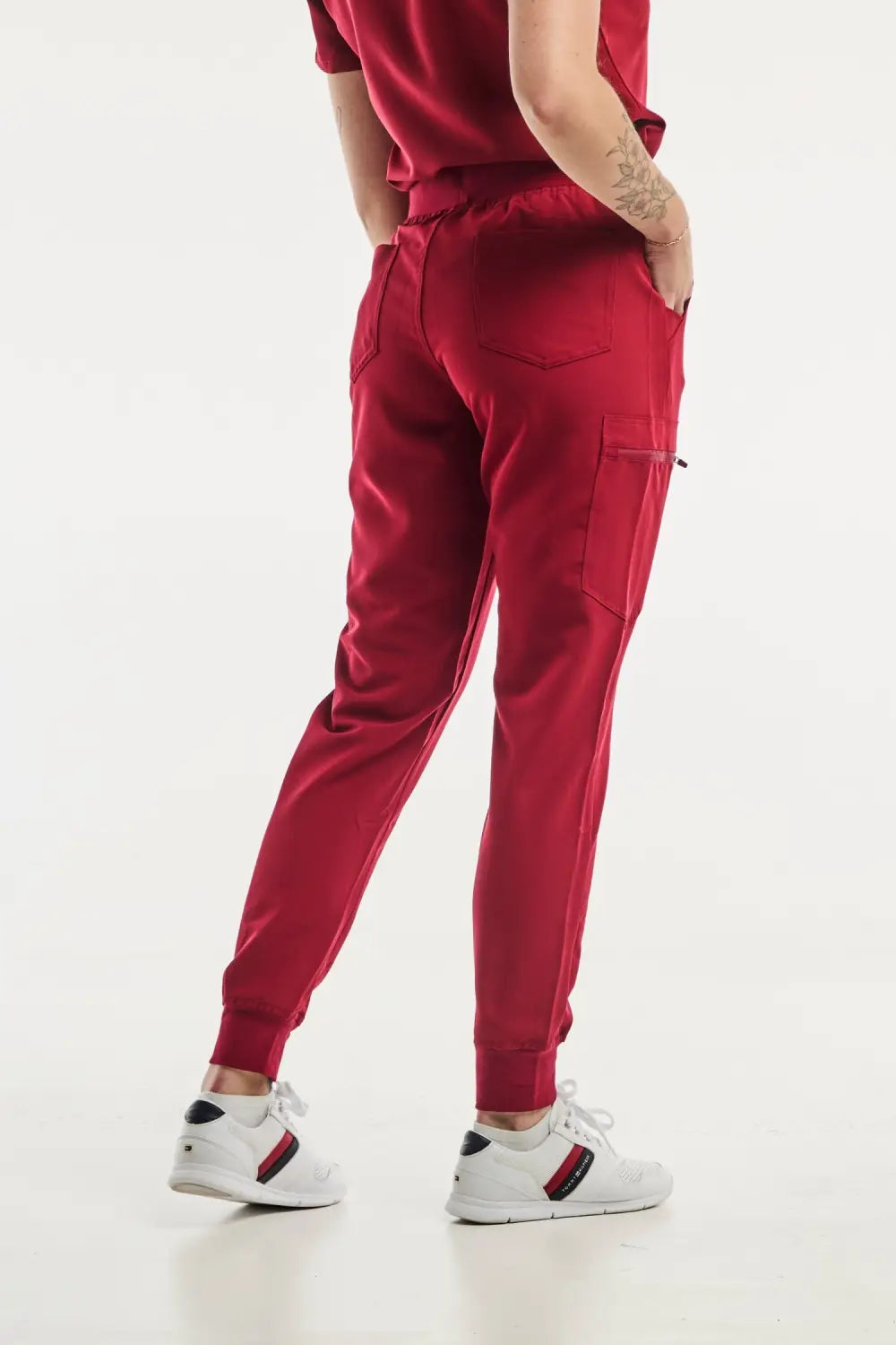 Aelin Paris pantalon médical femme rouge stretch