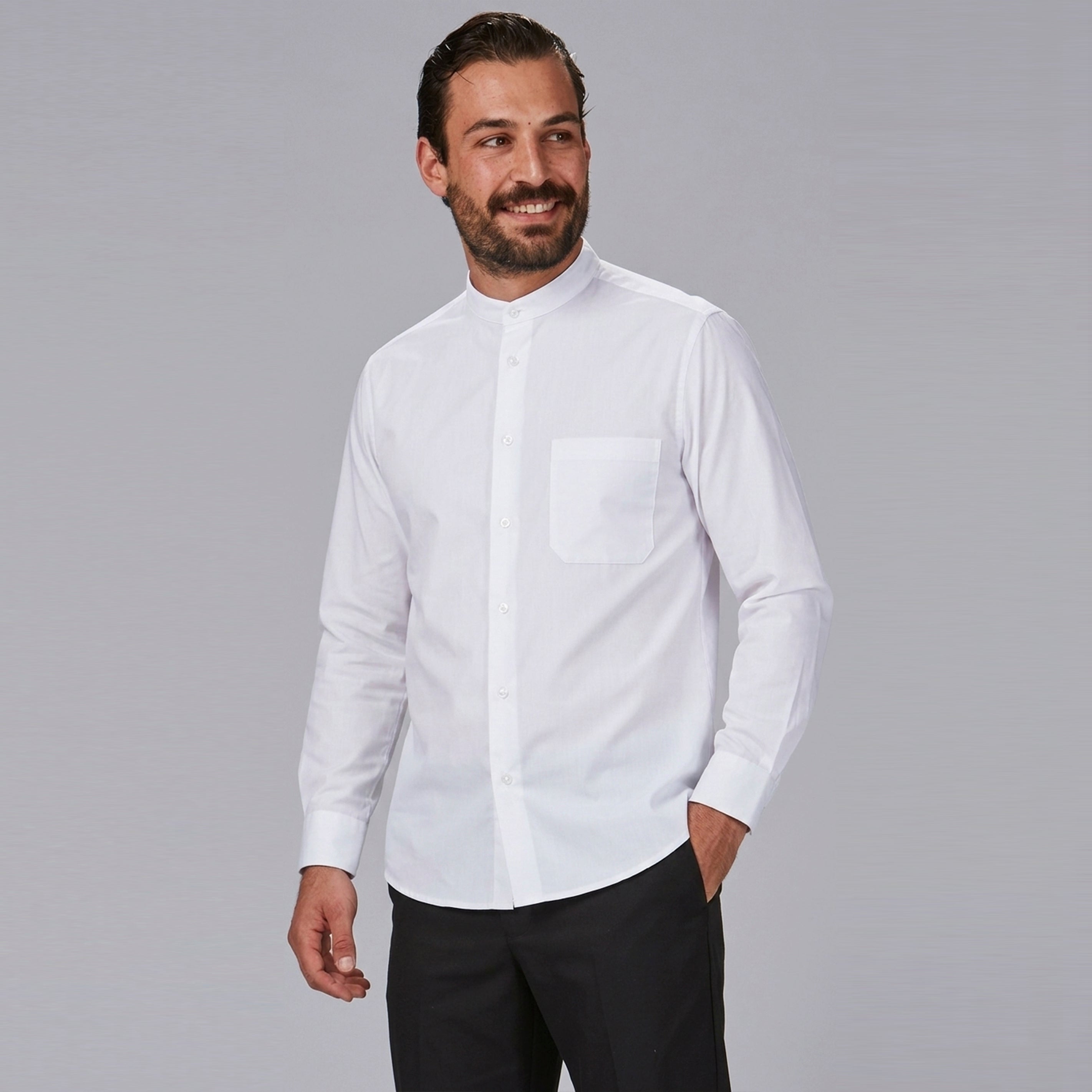 Gary's Mao chemise homme noire manches longues
