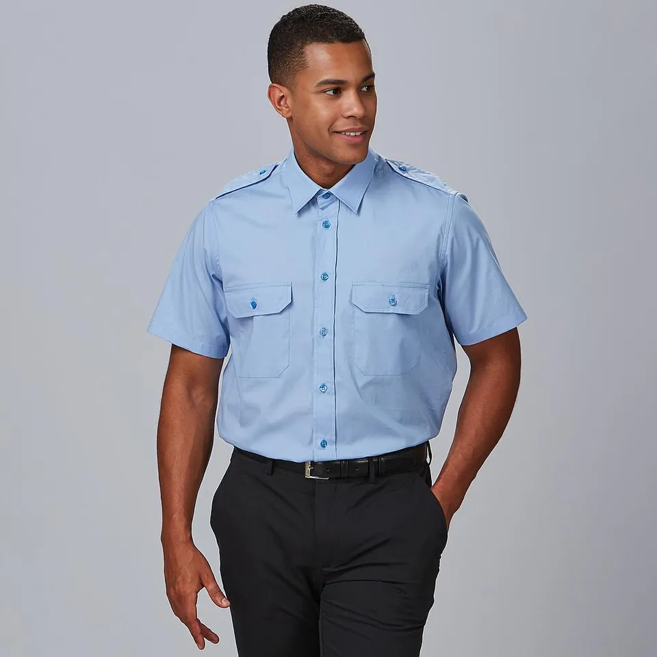 GARY'S chemise travail unisexe blanche épaulettes