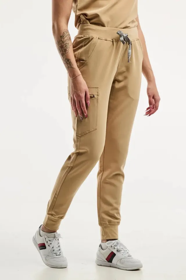 Aelin Paris pantalon médical stretch femme beige poches
