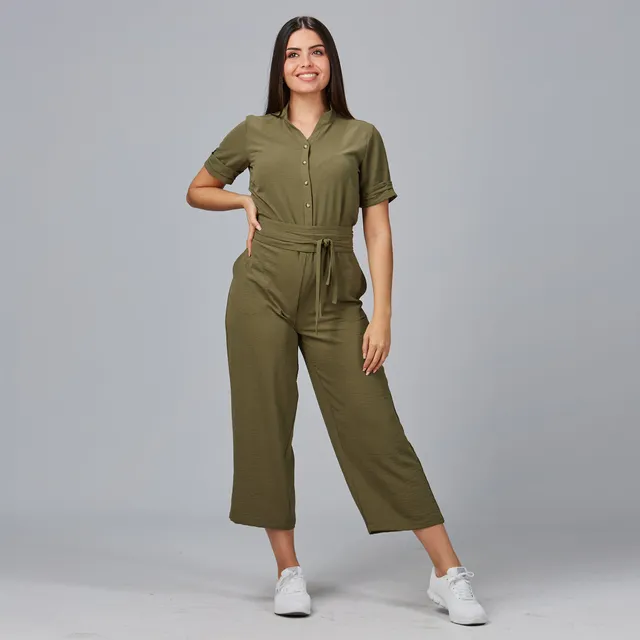 Gary's Bambula combinaison femme beige manches courtes