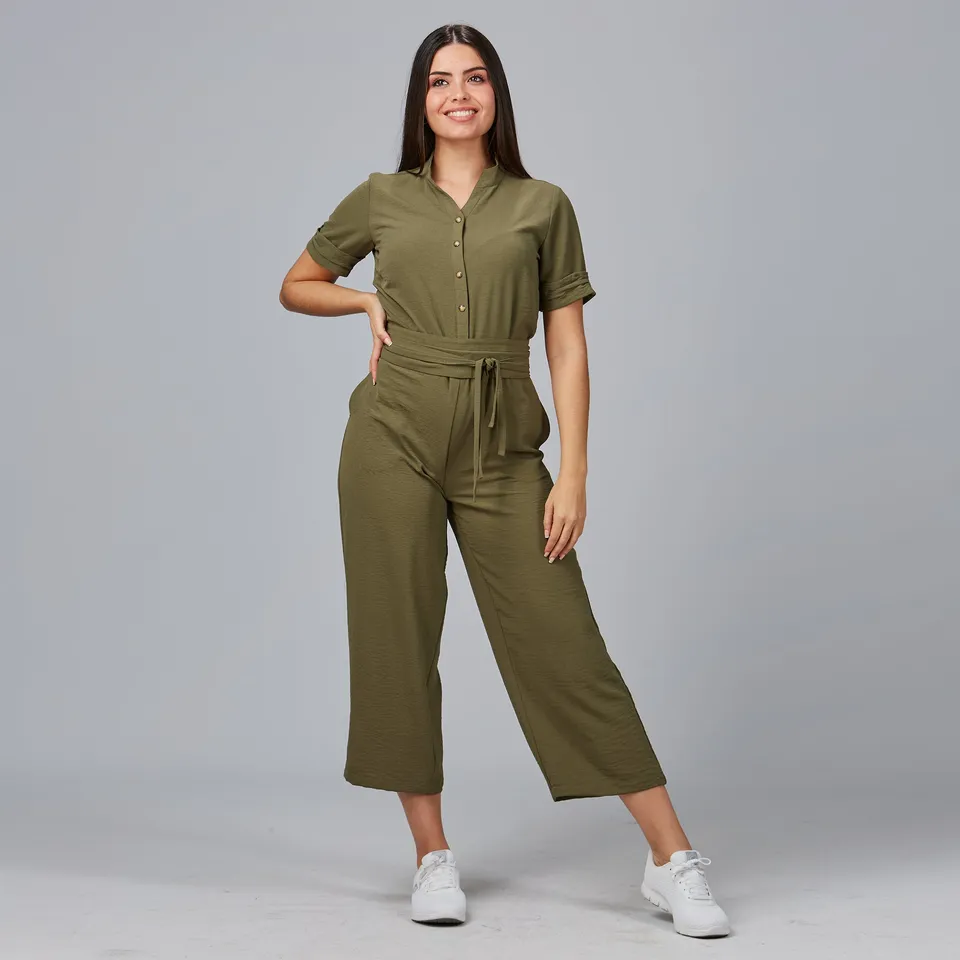 Gary's Bambula combinaison femme beige manches courtes
