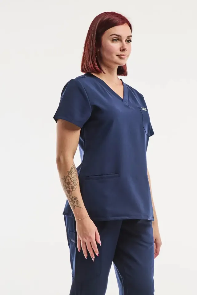 Aelin Paris tunique médicale femme bleu marine stretch